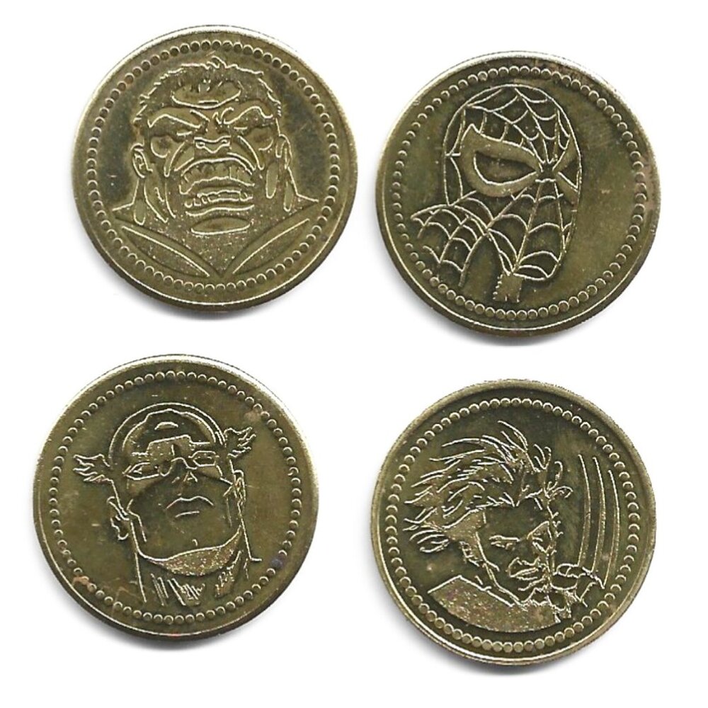 Marvel Adventure City Niagara Falls Set of 4 Superhero Video Arcade Tokens (8-1)